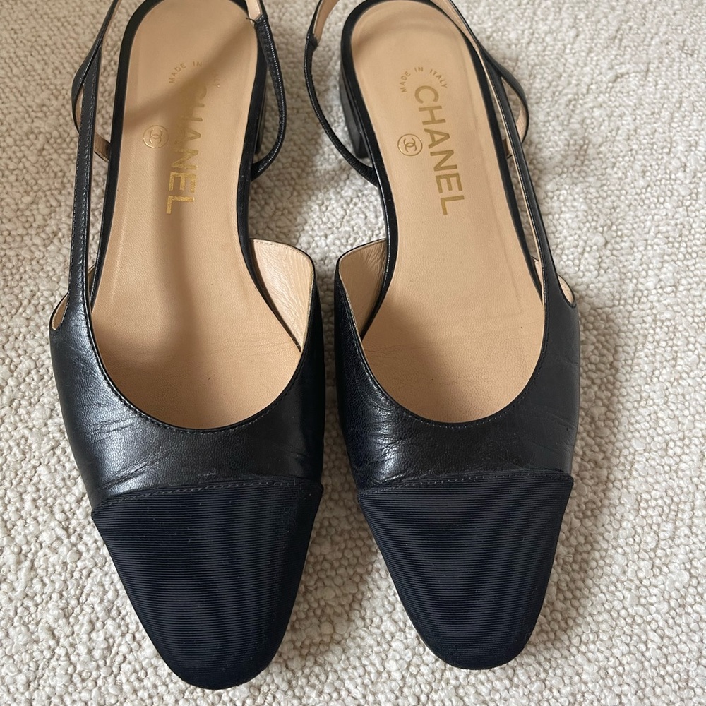 Chanel black slingbacks